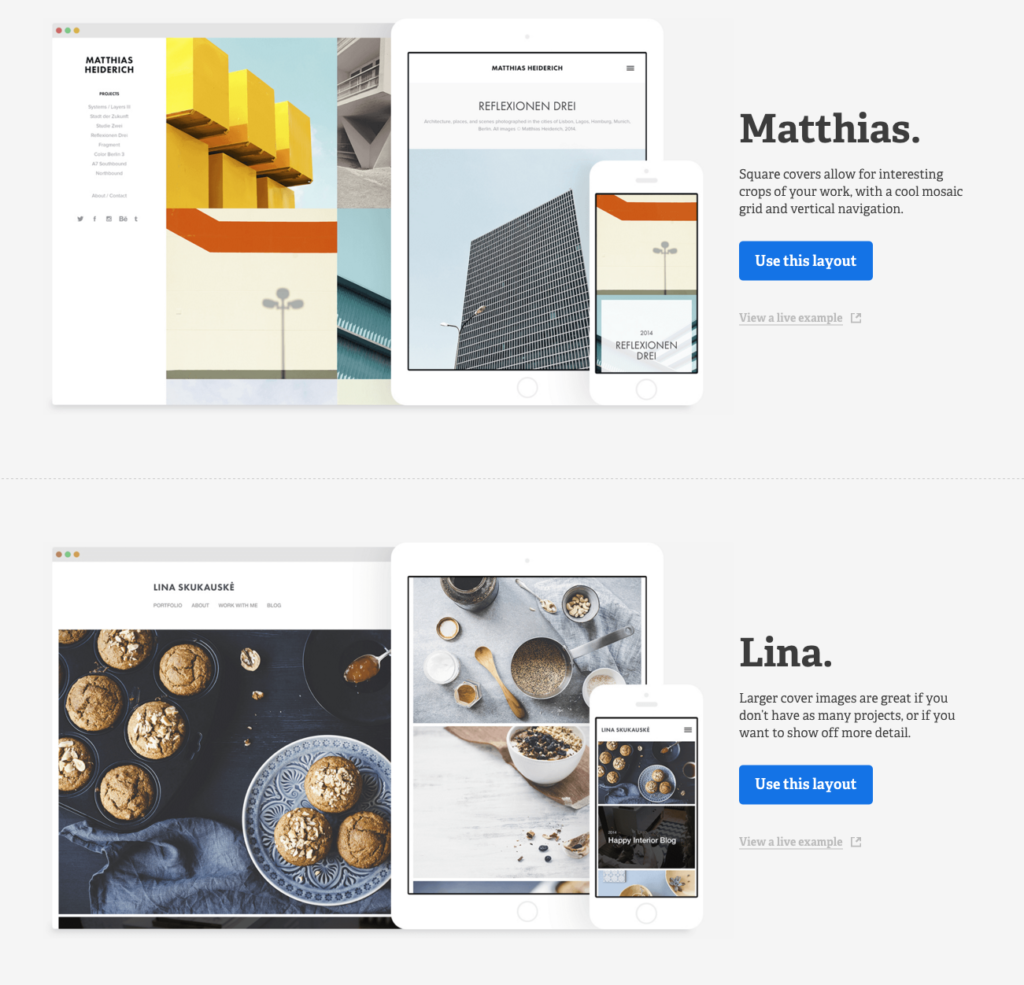 Adobe Portfolio Layouts